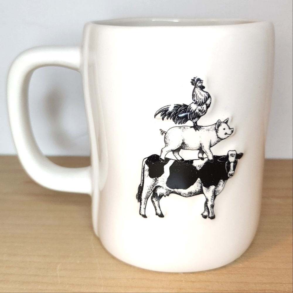 🆕️ Rae Dunn Cluck Oink Moo Farmline Double Sided Mug